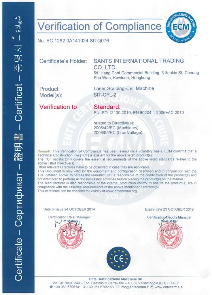 Sants Group certification